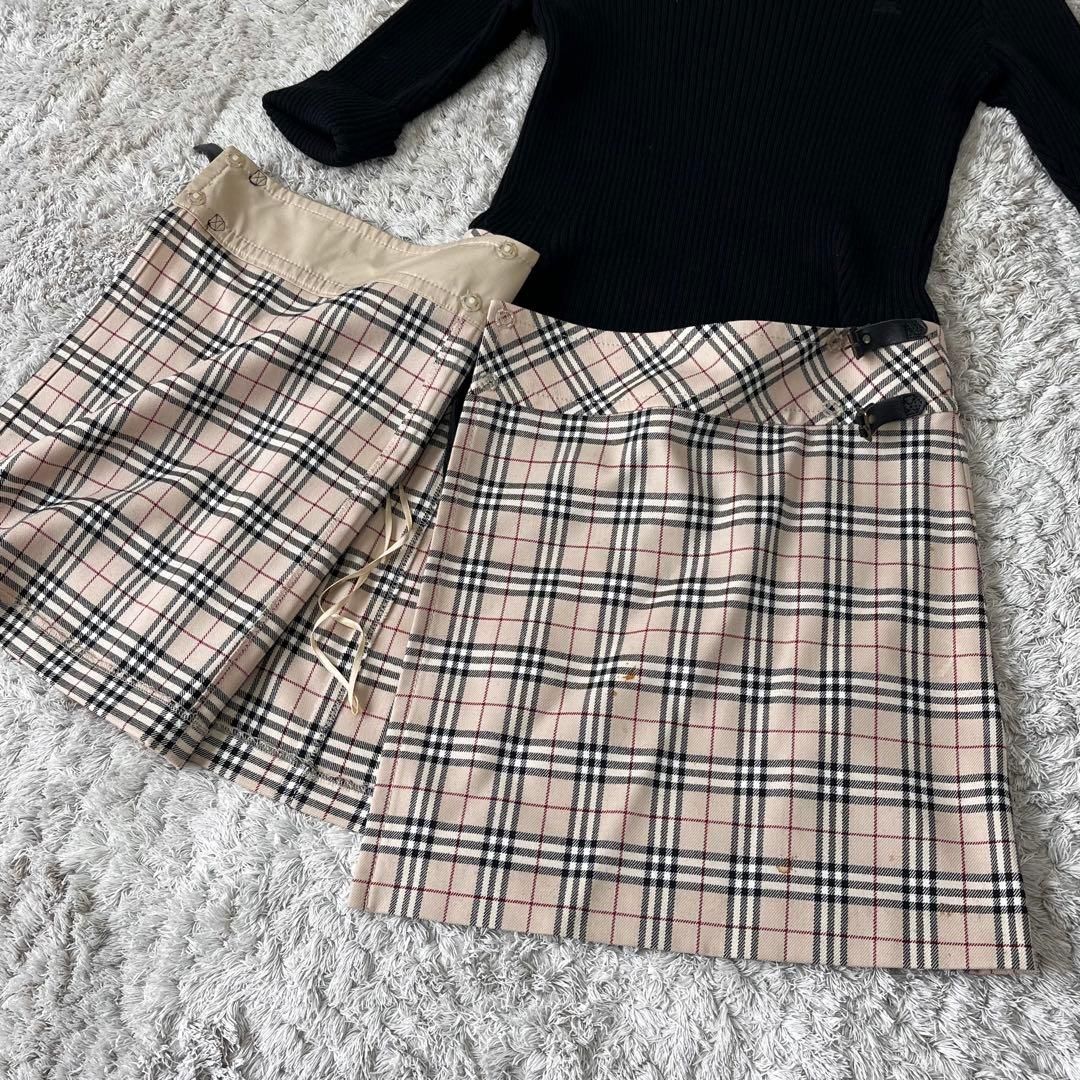 バーバリーブルーレーベル ボース刺繍 ニット切替 ノバチェック