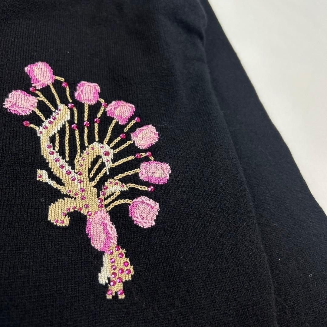 P242 美品 M レオナール カシミヤ カーディガン ブラック レディース