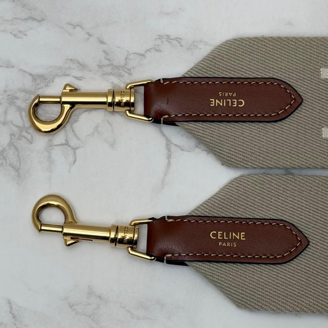 極美品 セリーヌ CELINE ジャカード ロングストラップ ベージュ｜Yahoo