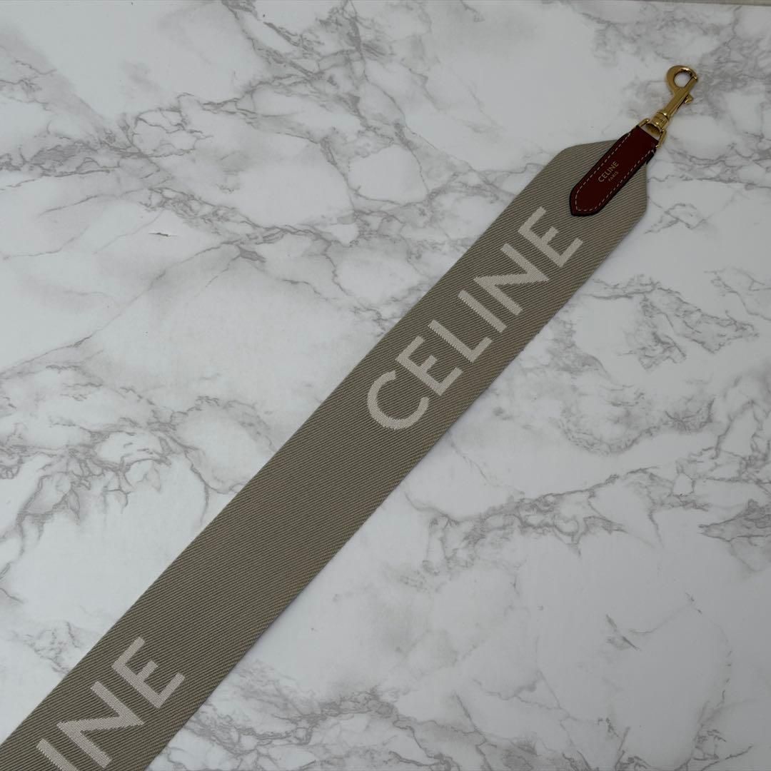 極美品 セリーヌ CELINE ジャカード ロングストラップ ベージュ｜Yahoo