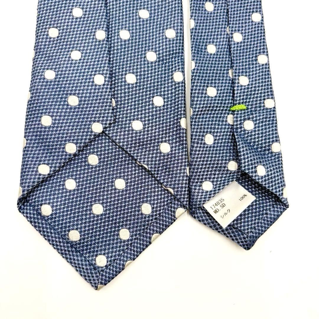美品】ポールスミス 刺繍ドット ネクタイ シルク スモーキーブルー