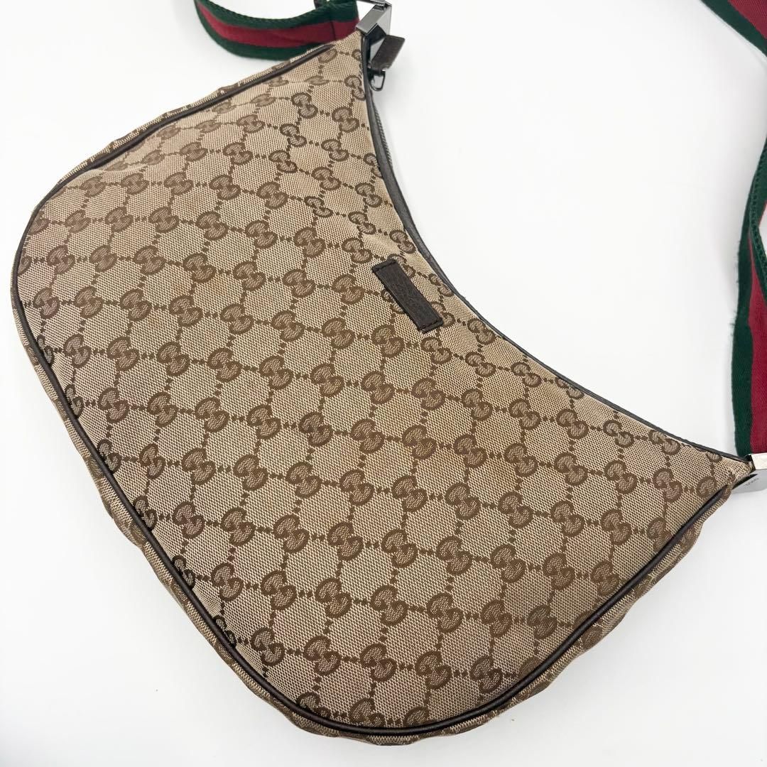 GUCCI GGキャンバス シェリーライン ショルダーバッグ ハーフムーン