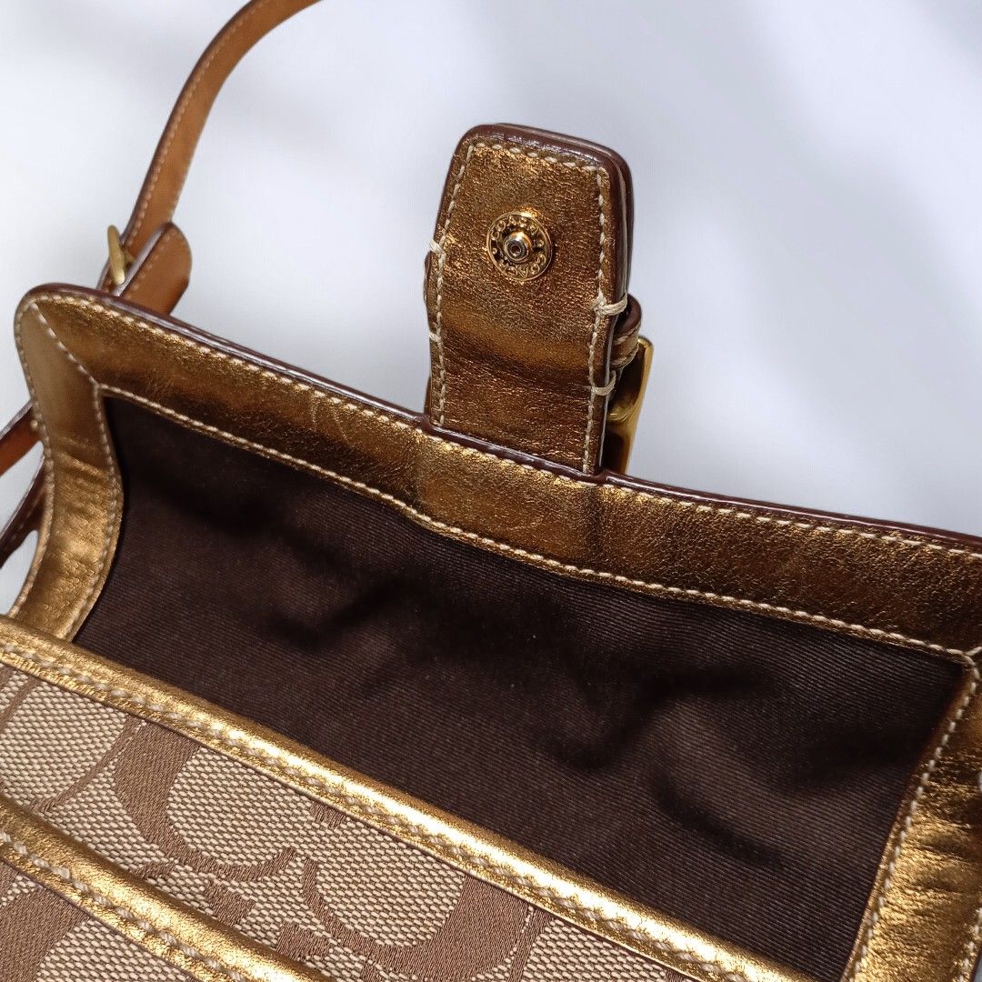 COACH コーチ シグネチャー ミニショルダーバッグ ブラウン ゴールド