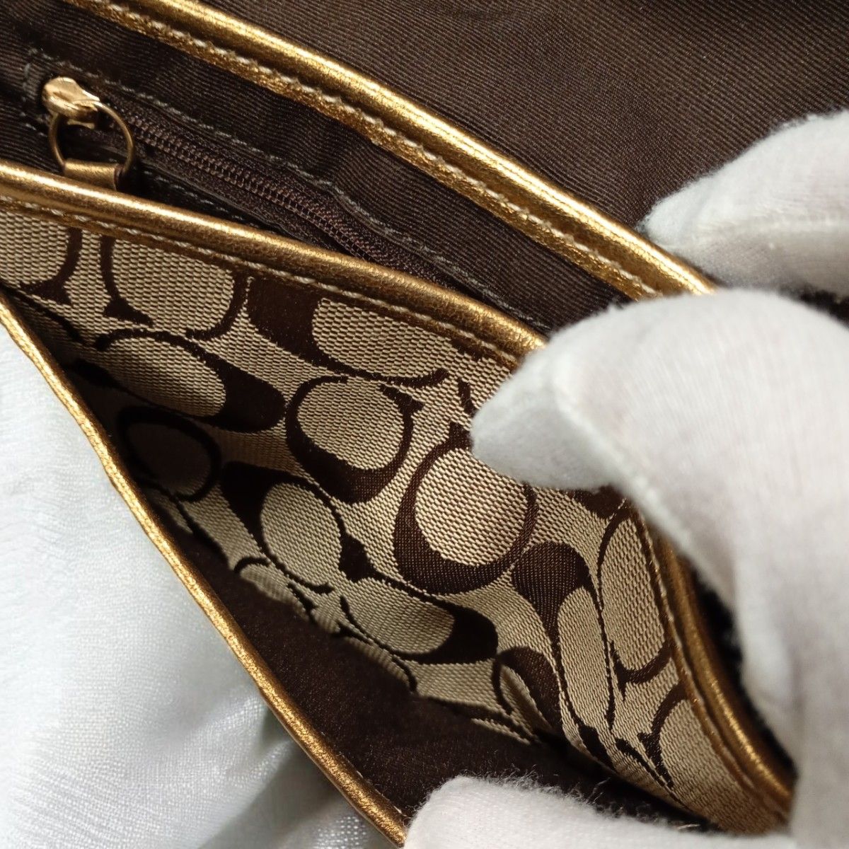 COACH コーチ シグネチャー ミニショルダーバッグ ブラウン ゴールド