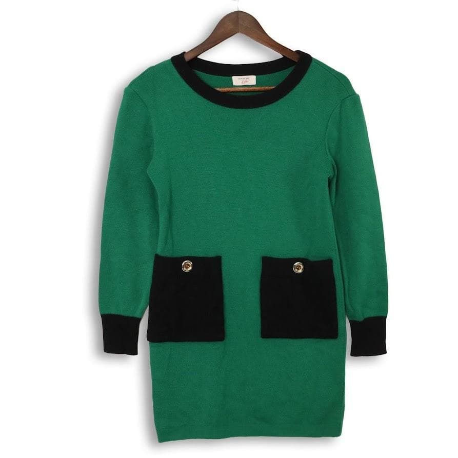 Givenchy Life ジバンシー ニットワンピース 9 緑 金ボタン ダブル