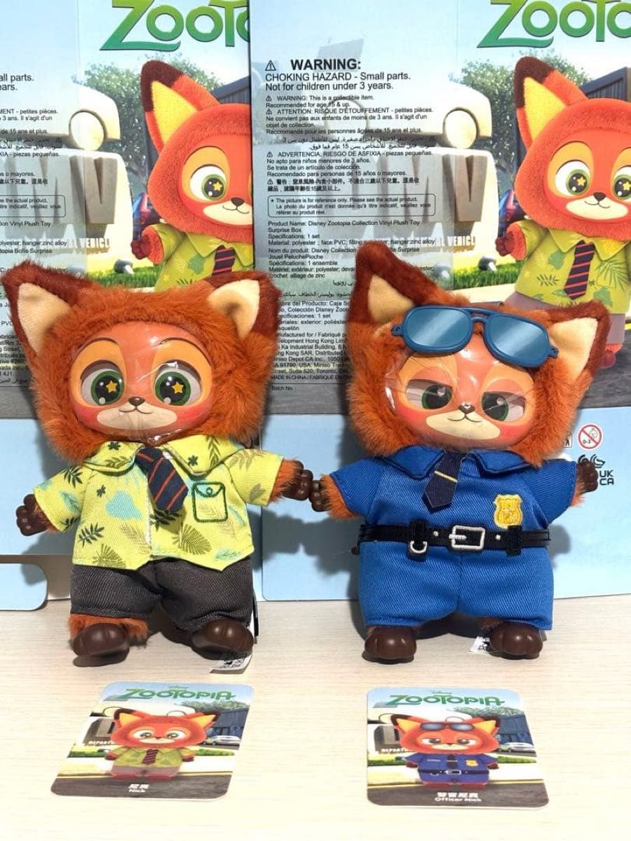 正規品】MINISOズートピア ニック ぬいぐるみ 2体セット 私服 警察官