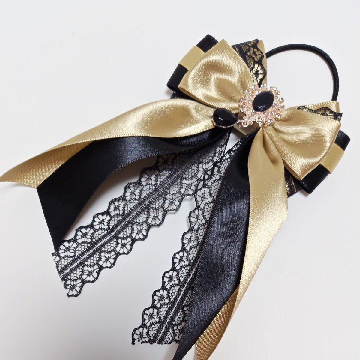 ペンライトリボン キンブレリボン 黒×金 ブラック ゴールド BLACK