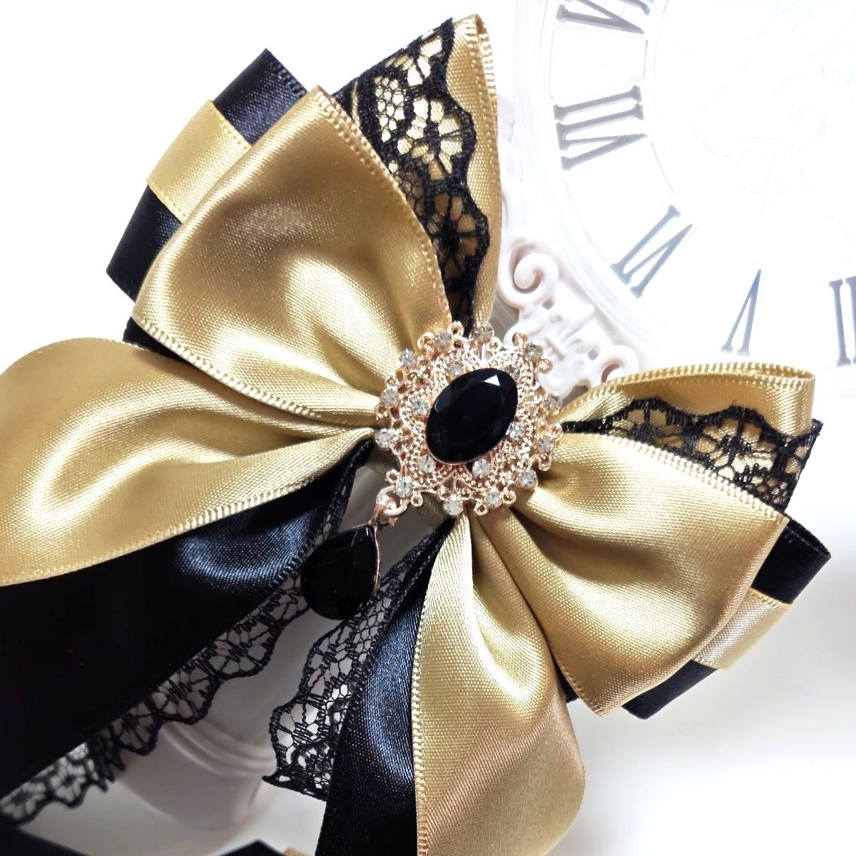 ペンライトリボン キンブレリボン 黒×金 ブラック ゴールド BLACK