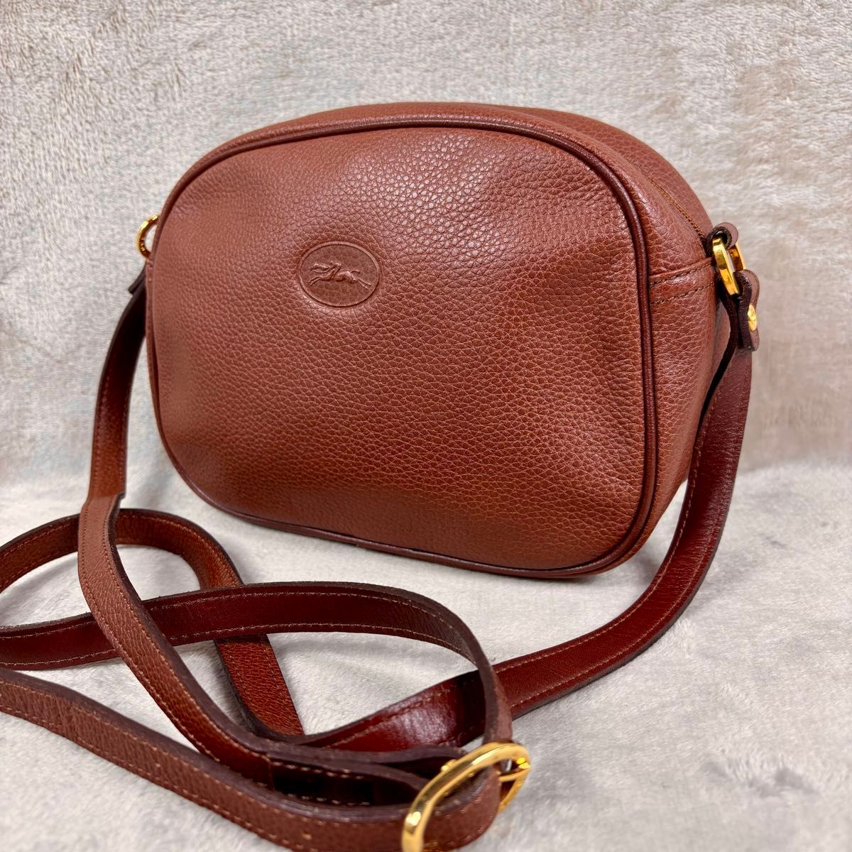 未使用級 希少 ロンシャン ショルダーバッグ レザー ブラウン カメラ