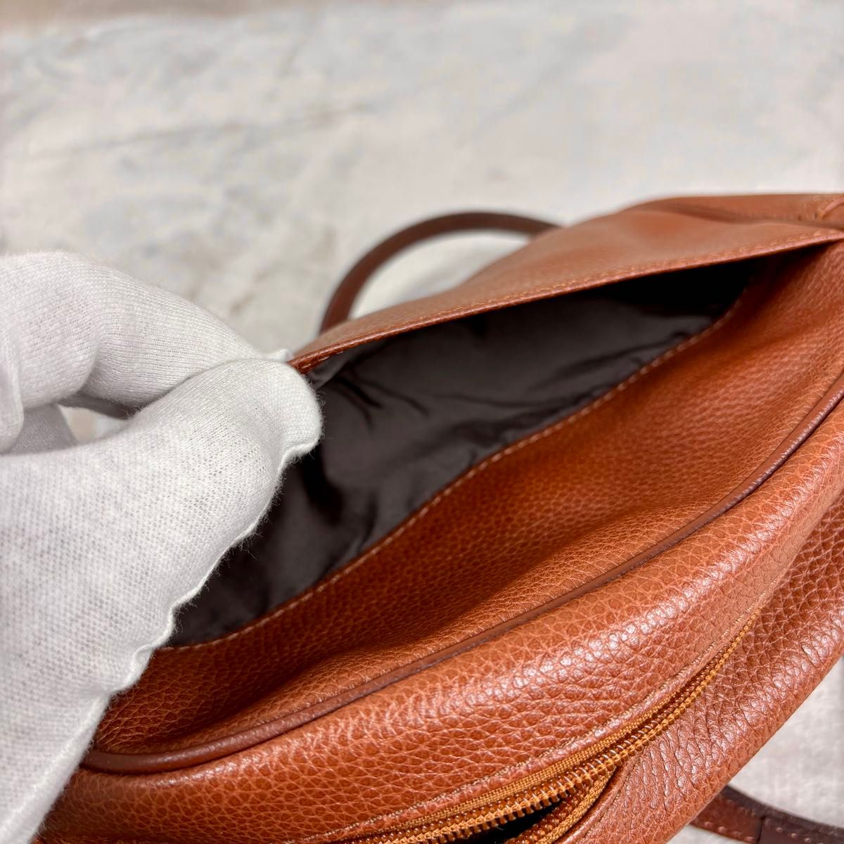 未使用級 希少 ロンシャン ショルダーバッグ レザー ブラウン カメラ