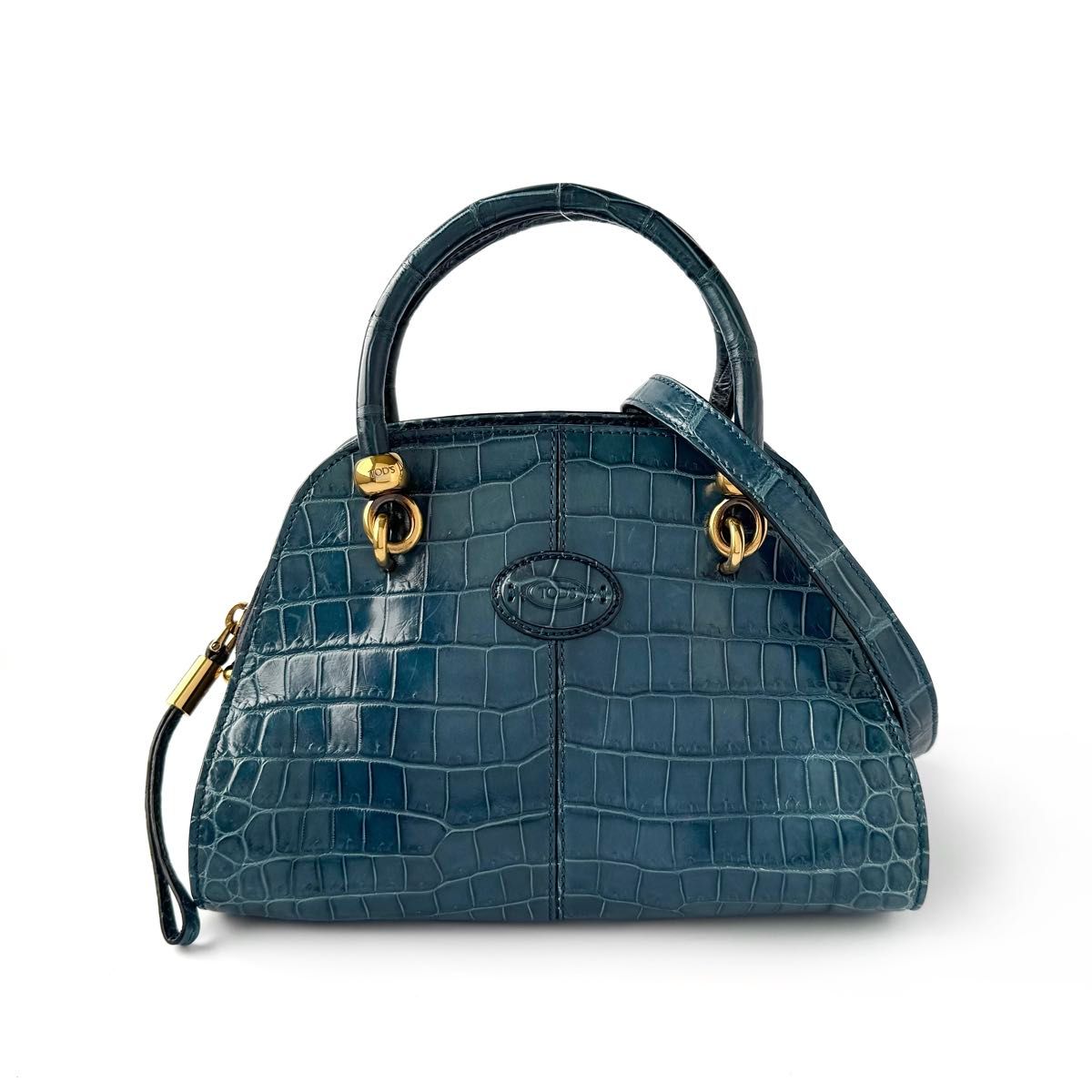 トッズ セラ ハンドバッグ 2way リアルクロコダイルレザー ブルー系