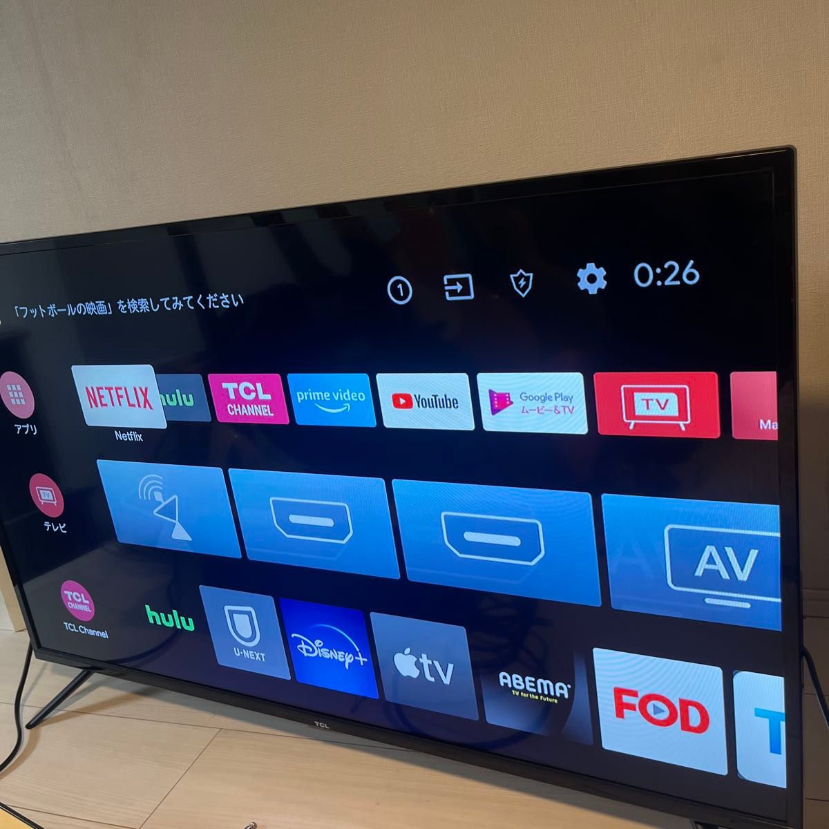 全国送料込TCL40型液晶テレビ スマートテレビネット動画アプリ搭載