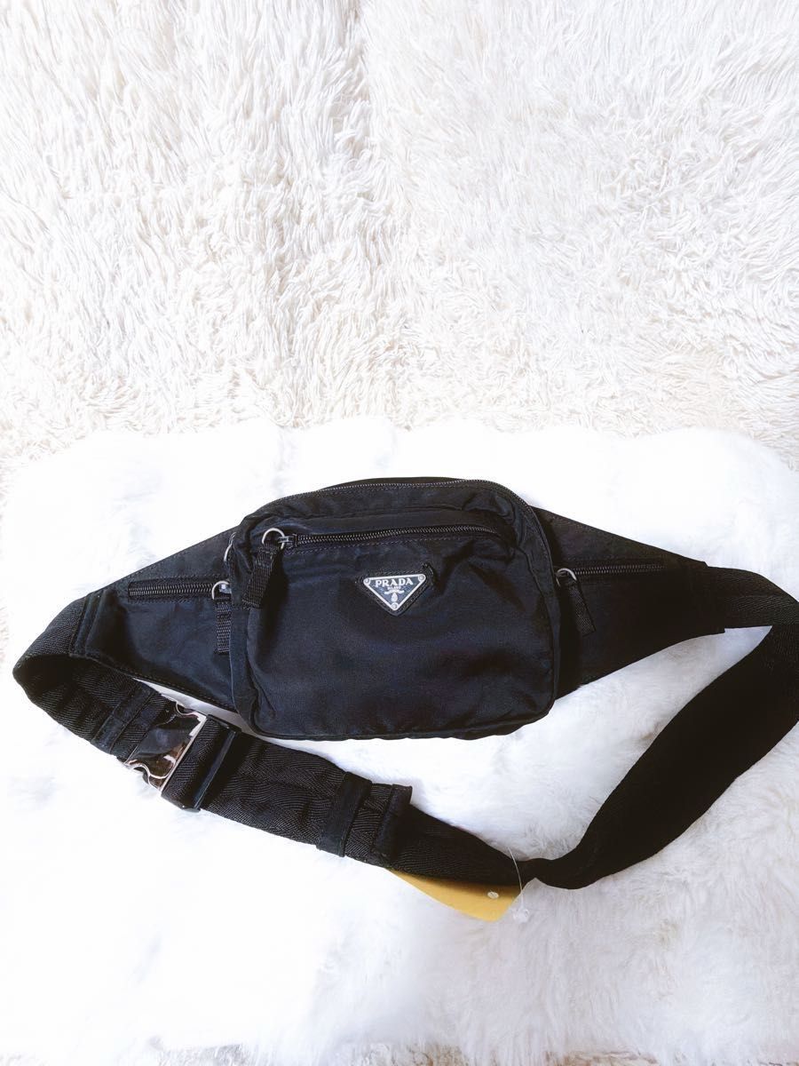 PRADA プラダ ウエストポーチ ボディバッグ 三角ロゴ ブラック｜Yahoo