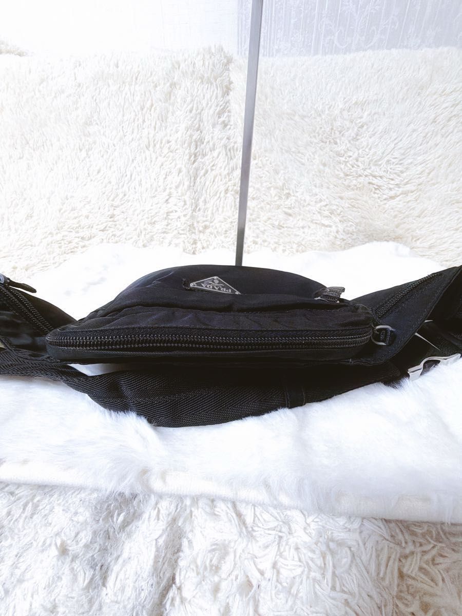 PRADA プラダ ウエストポーチ ボディバッグ 三角ロゴ ブラック｜Yahoo