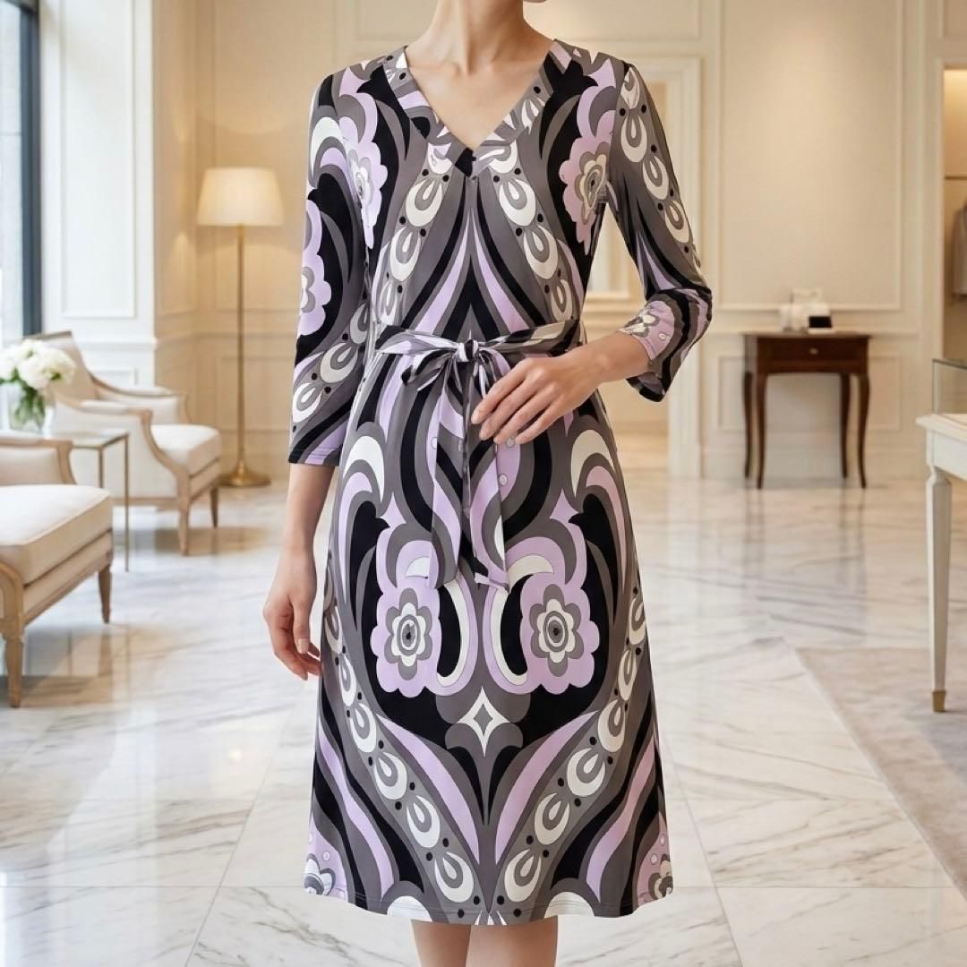 エミリオプッチ ワンピース プッチ柄 ベルテッドワンピース 花柄