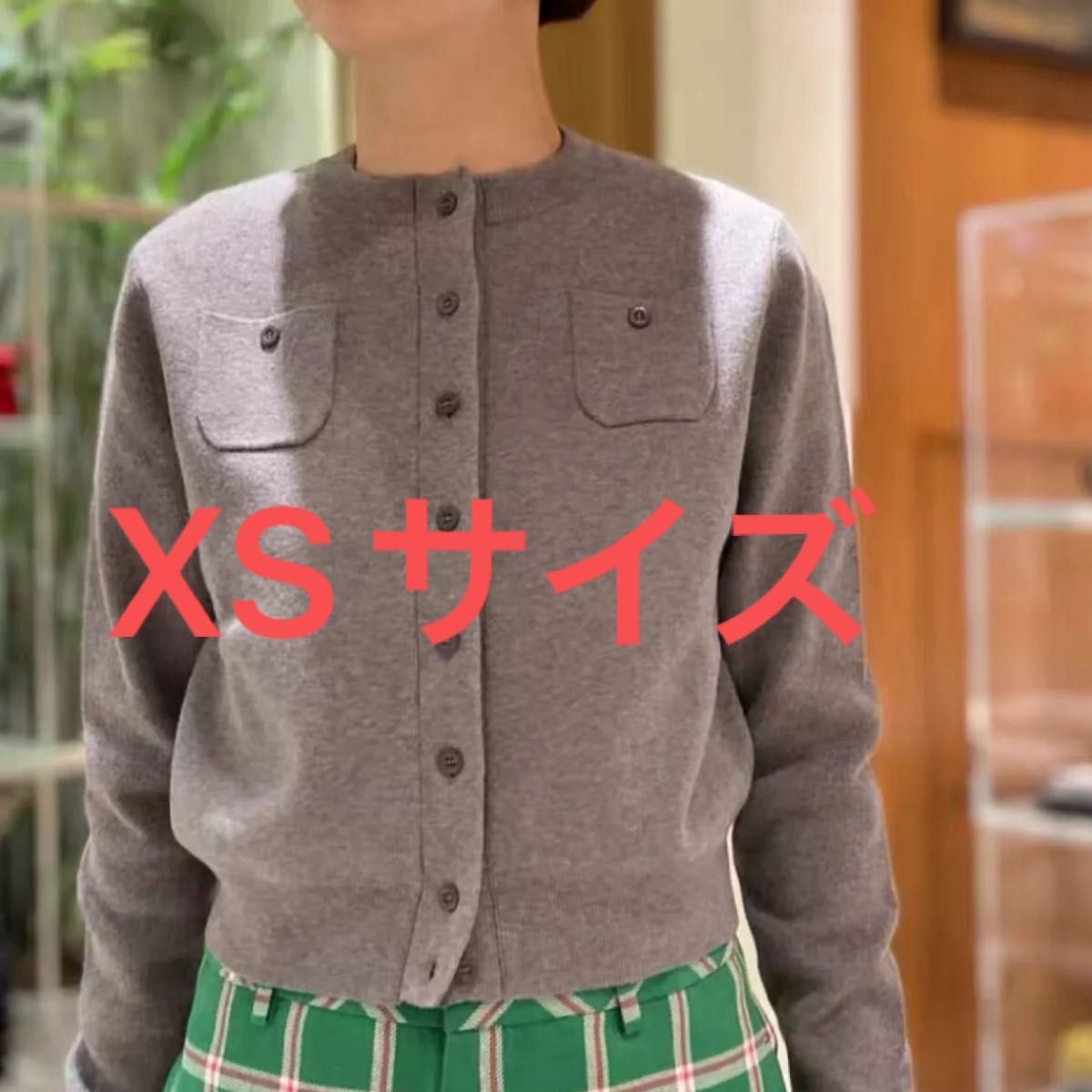 CABaN コットンカシミヤ クルーネックカーディガン XS ライトグレー