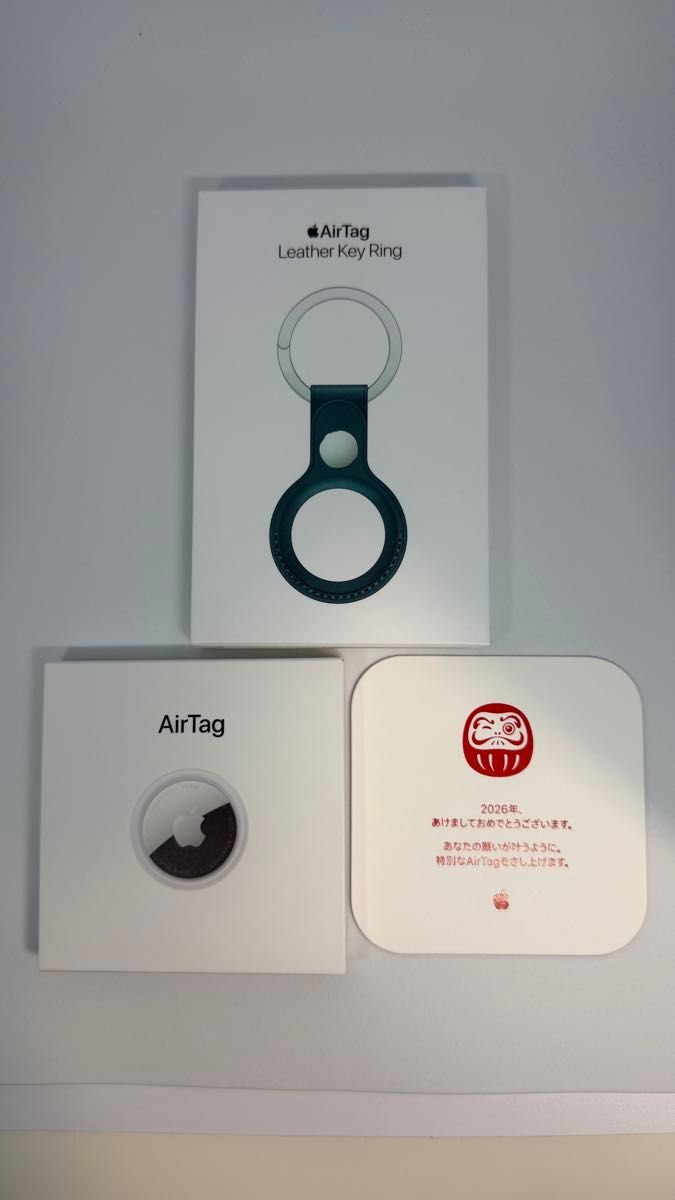 新品未開封】AirTag だるま Apple 純正 レザーキーリング ブルー