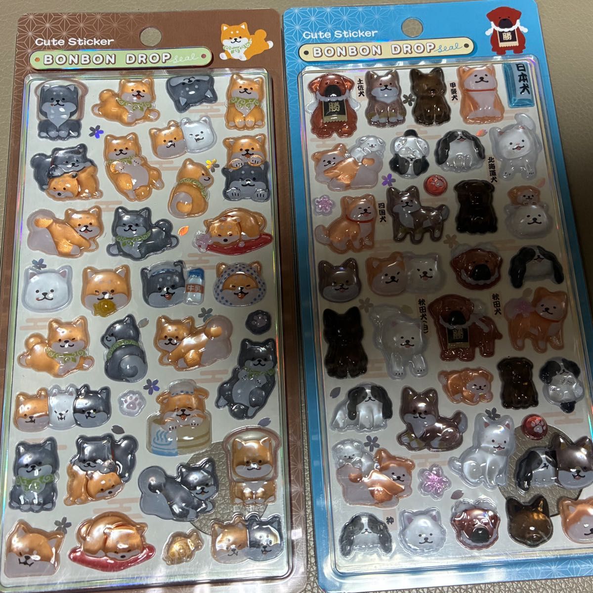 ボンボンドロップシール 2枚セット 和柄 和犬 柴犬 第二弾 日本犬