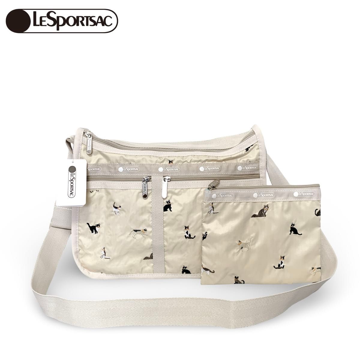 新品タグ付 LeSportsac レスポートサック Breed of Cat 猫柄 刺繍