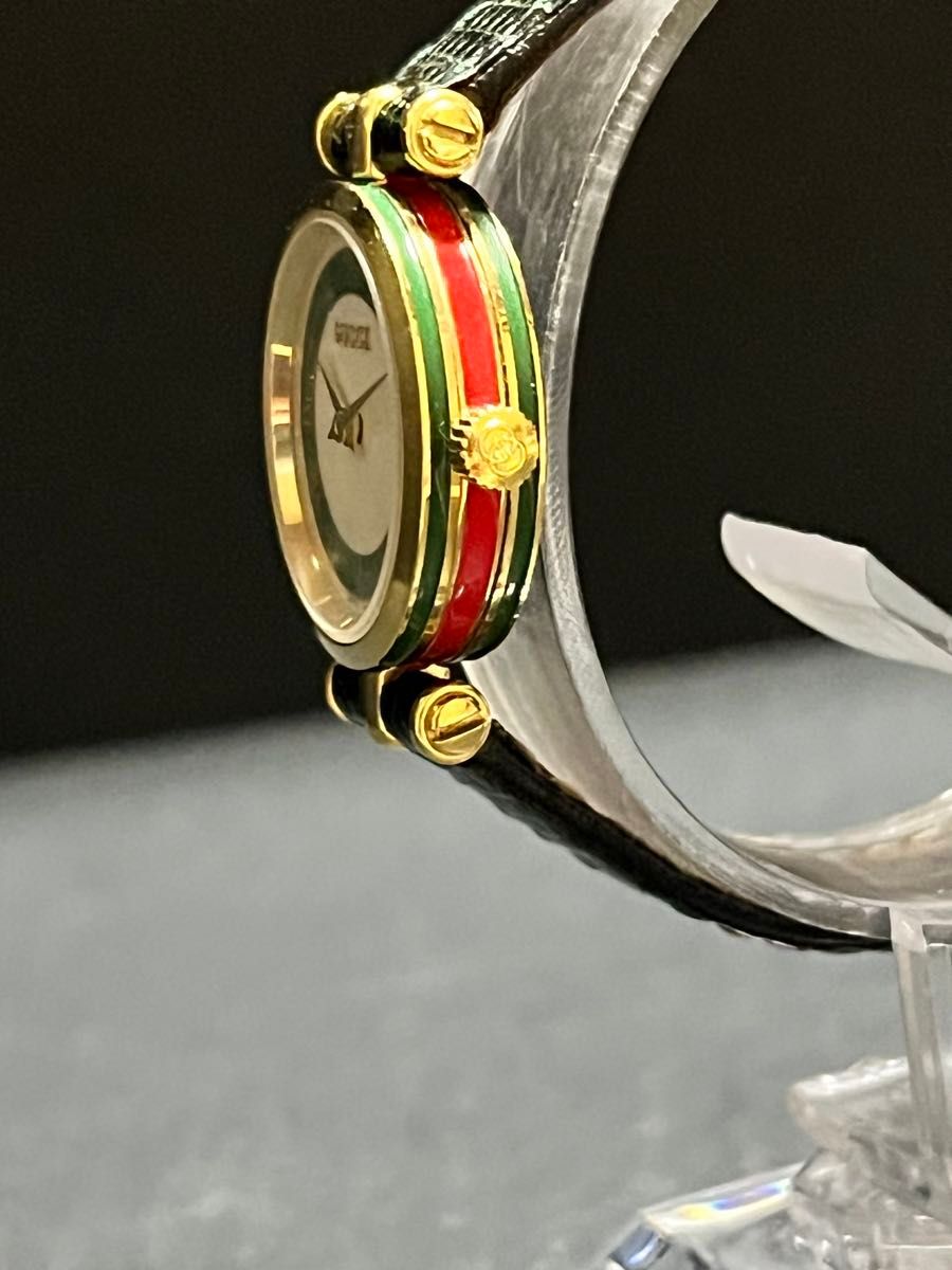 激レア GUCCI グッチ シェリーライン グリーンレディース腕時計 動作