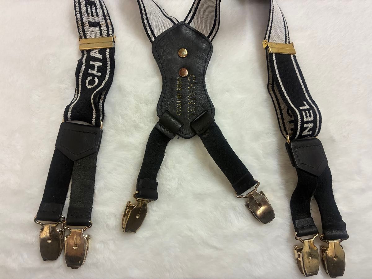 CHANEL シャネル ココマーク サスペンダー ブラック ゴールド金具