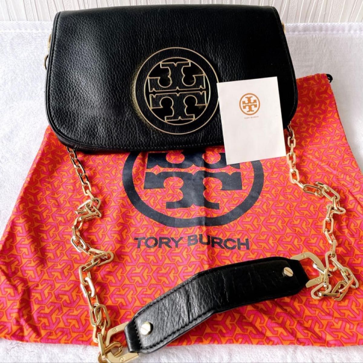 トリーバーチ レザー チェーンショルダー バッグ クラッチバッグ 2way