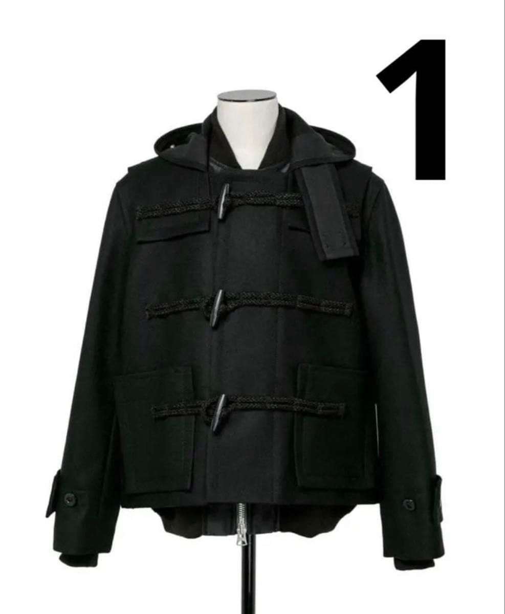 黒 1 sacai 25aw Wool Melton Blouson ダッフル ダッフルコート