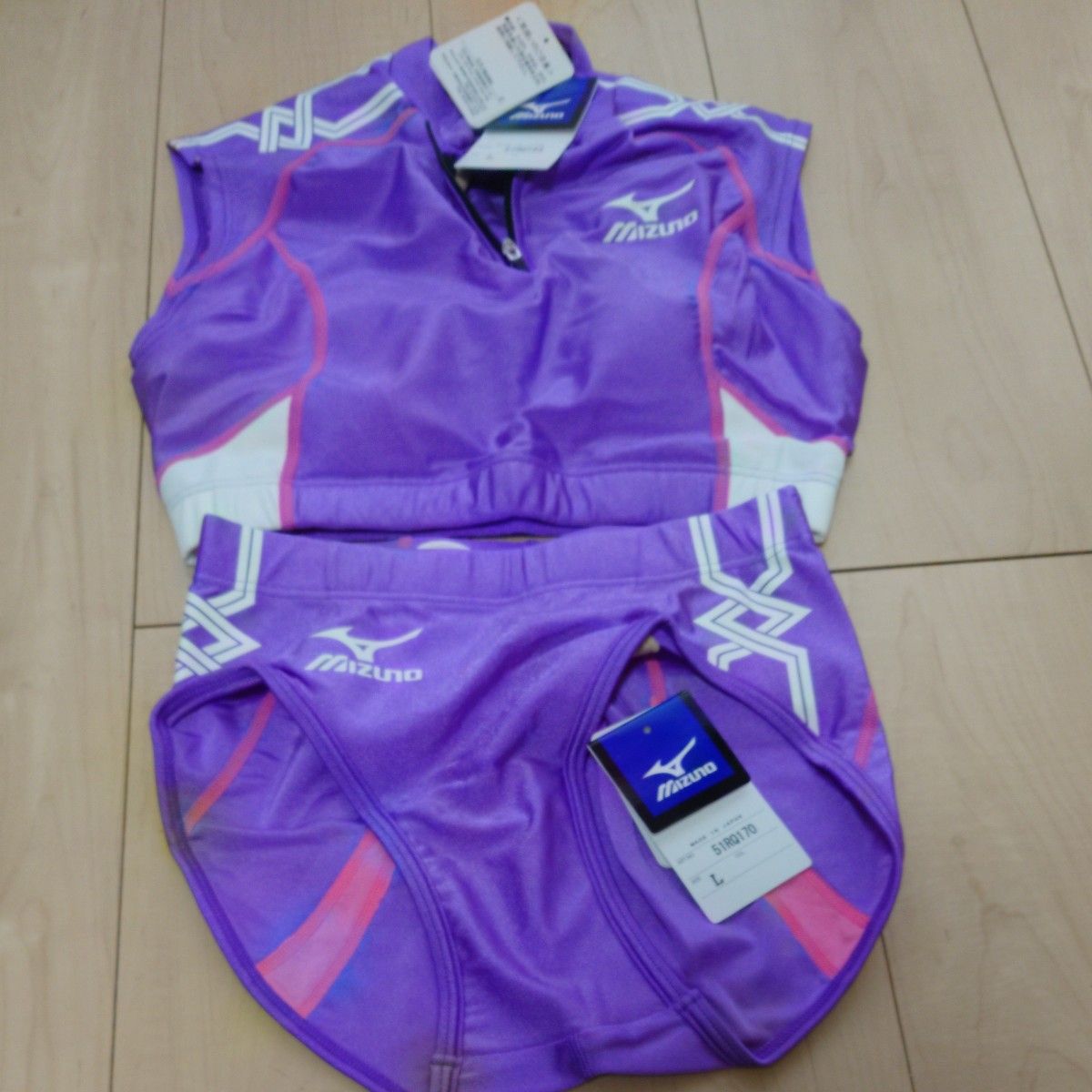 新品 別注 MIZUNO ミズノ 女子 陸上 ユニフォーム ライトパープル L