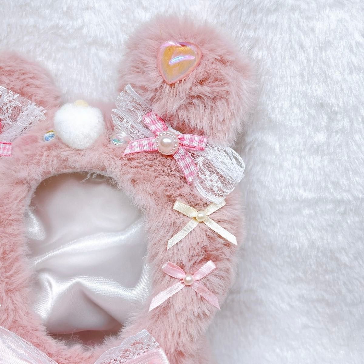 おすわりぬい服 着ぐるみ くまちゃん ピンクx白② ⑧15cm 裏地付】くま