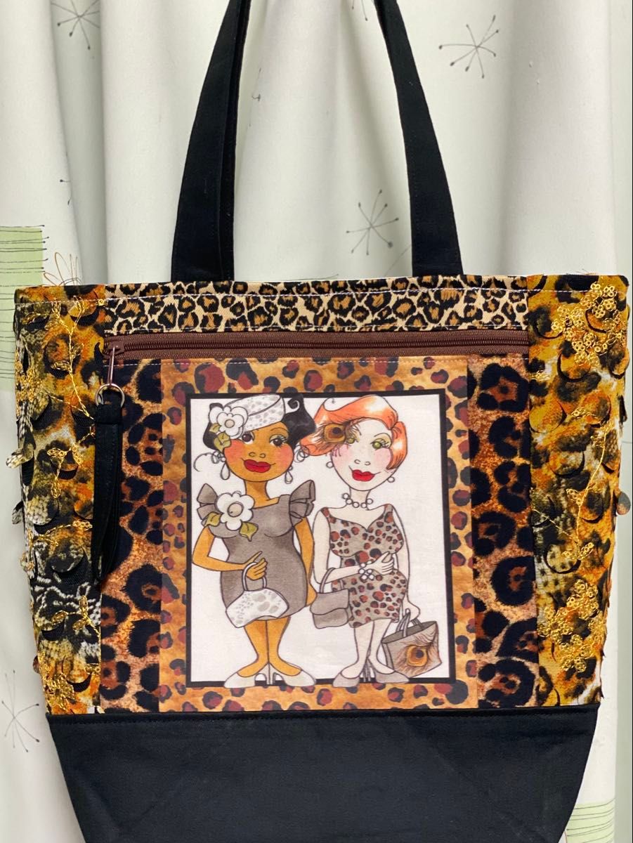 Loralie Harrisパッチワークトートバッグタイガーゼブラ柄