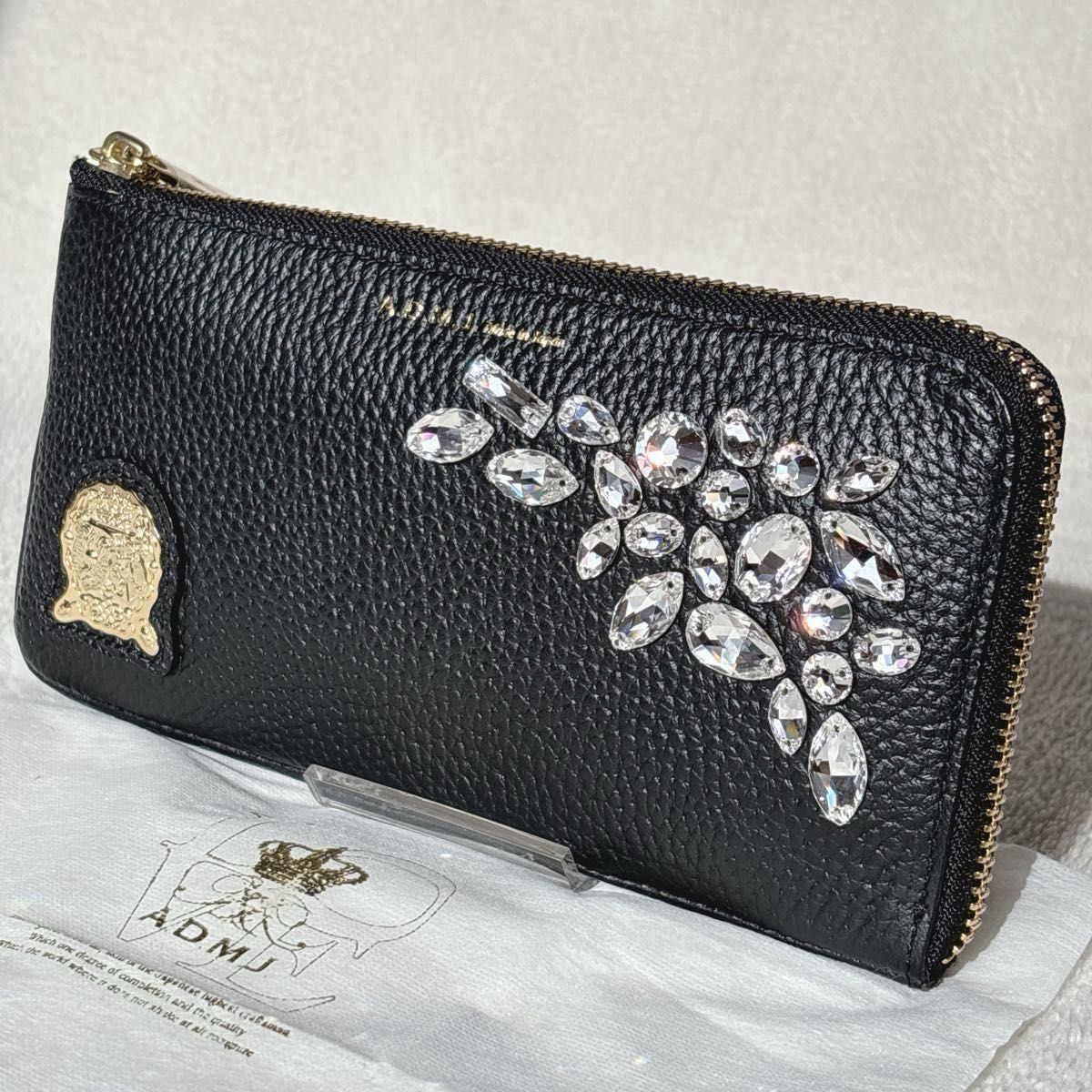 新品】A D M J 長財布 L字ファスナー スワロフスキー クリスタル
