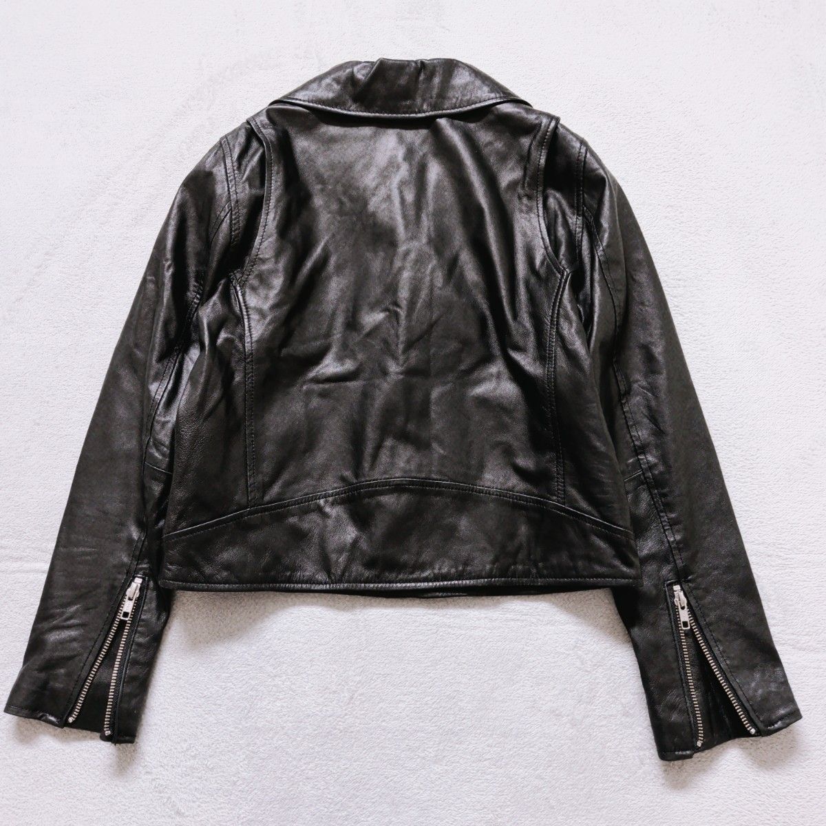 ジーナシス JEANASIS ライダースジャケット ラムレザー 本革 黒 羊革