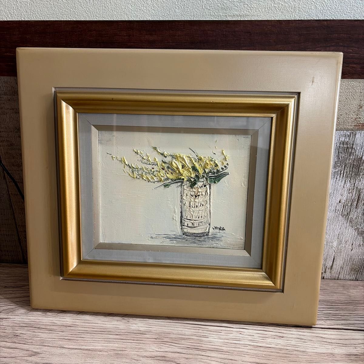 片山弘明 フリージャ 静物画 花 油彩 真作 直筆サイン入り 絵画 油彩画