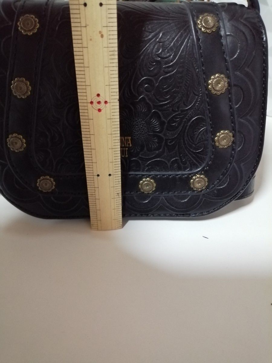 ANNA SUI アナスイ ショルダーバッグ 黒 レザー 花柄 型押し｜Yahoo