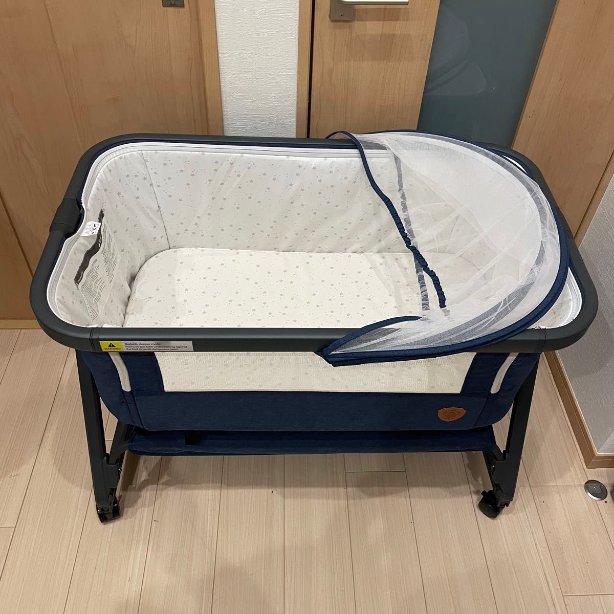 HZDMJ ベビーベッド 折りたたみ 添い寝ベッド ネイビー 持ち運び可