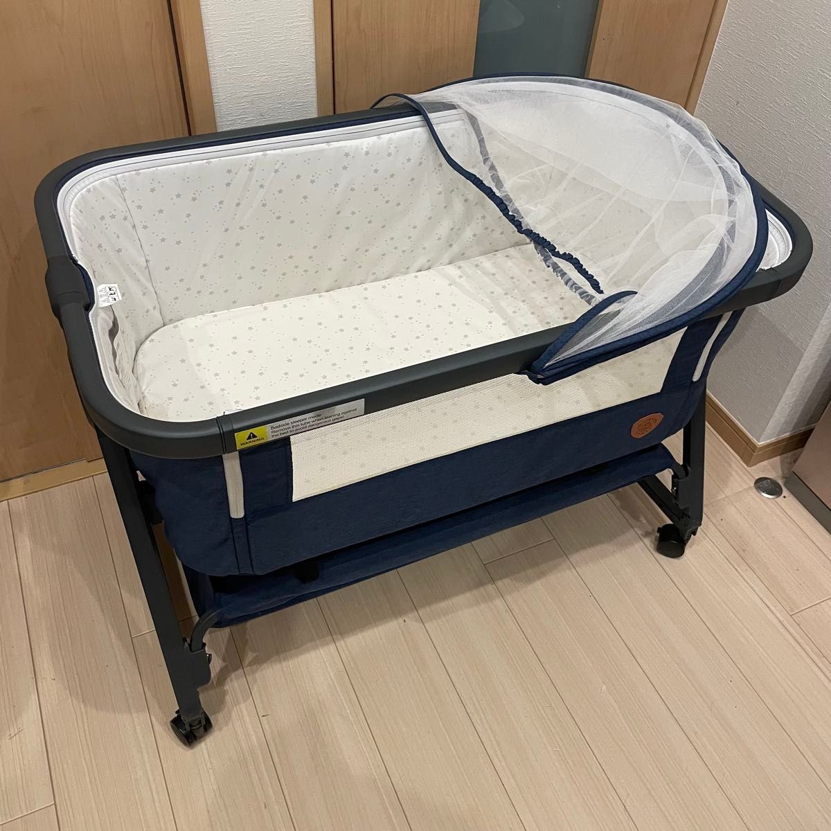 HZDMJ ベビーベッド 折りたたみ 添い寝ベッド ネイビー 持ち運び可