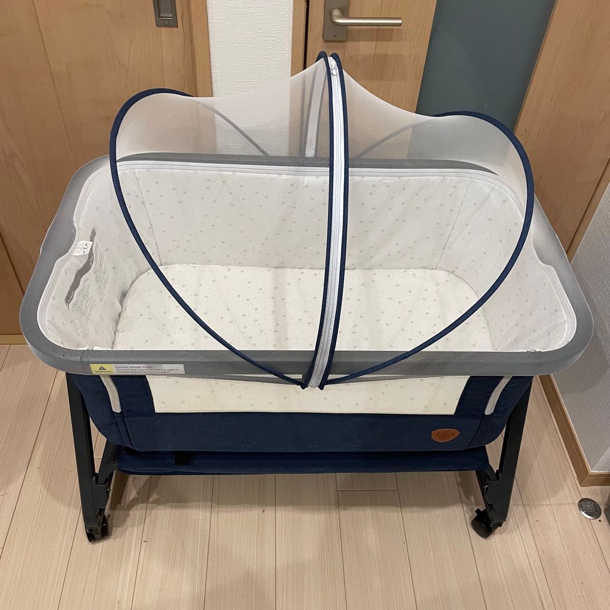 HZDMJ ベビーベッド 折りたたみ 添い寝ベッド ネイビー 持ち運び可