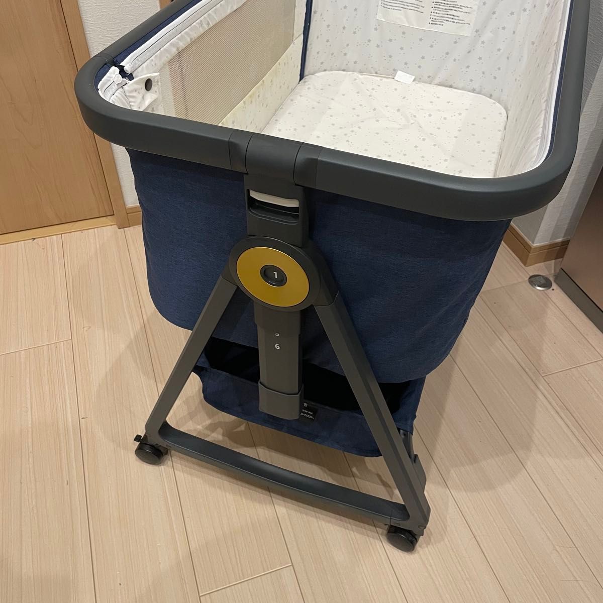 HZDMJ ベビーベッド 折りたたみ 添い寝ベッド ネイビー 持ち運び可