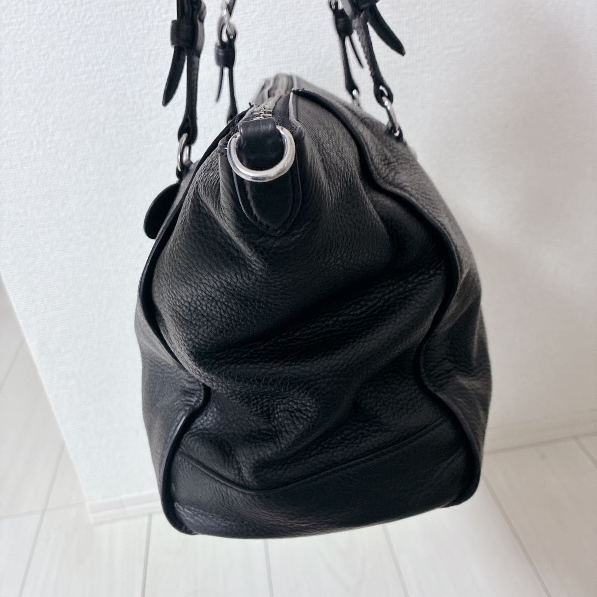 COACH コーチ レザー シボ革 トートバッグ ブラック A4収納 チャーム