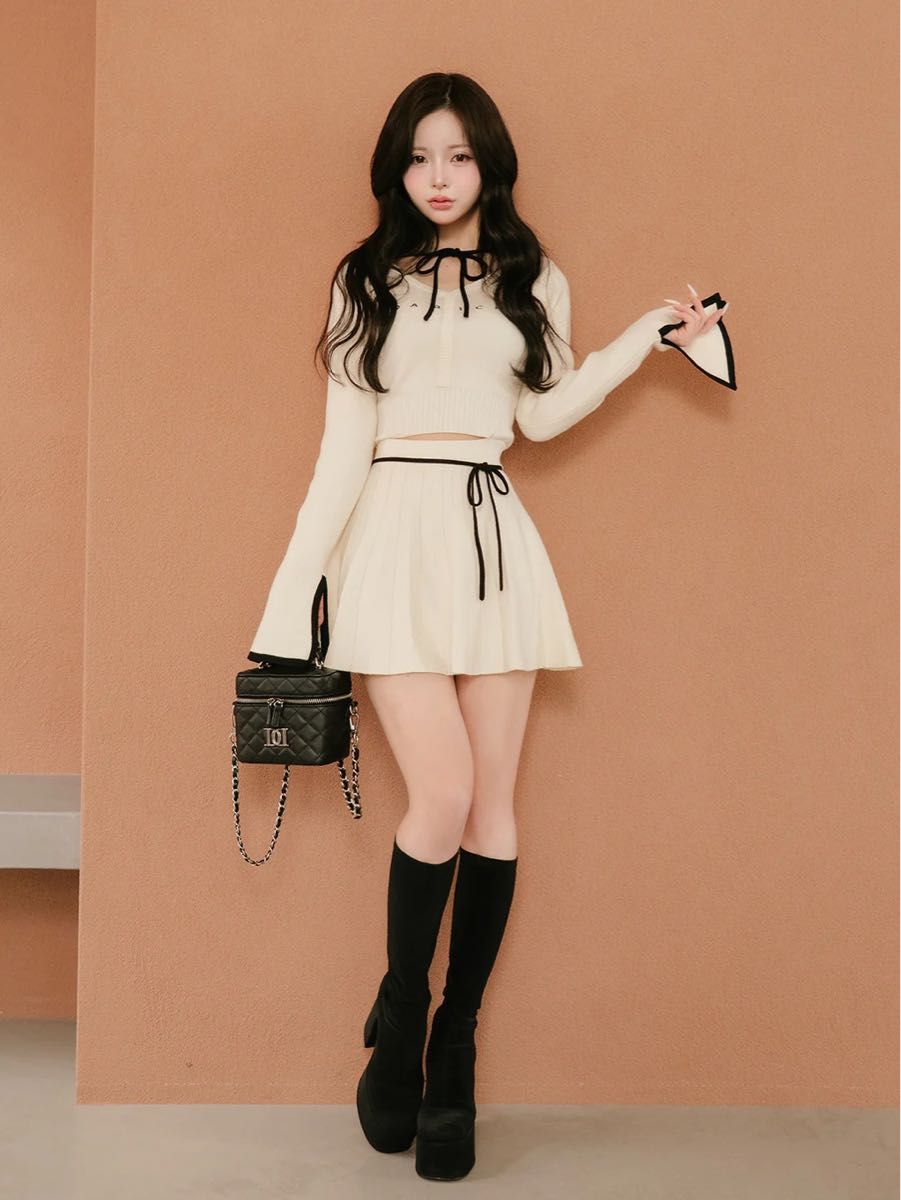 Darich ウエストオープンリボンデザインニットミニワンピース 新品