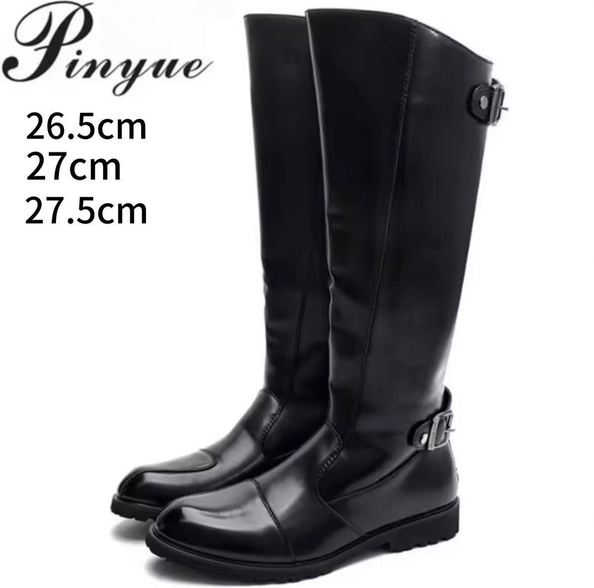 特攻ブーツ 斜めカット ロングブーツ ライダーブーツ ブラック