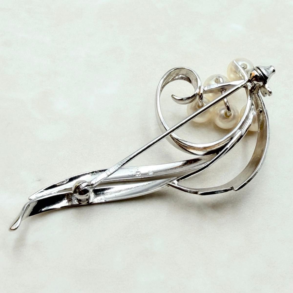 極美品 ミキモト MIKIMOTO シルバー ブローチ 真珠 パール 5P 希少