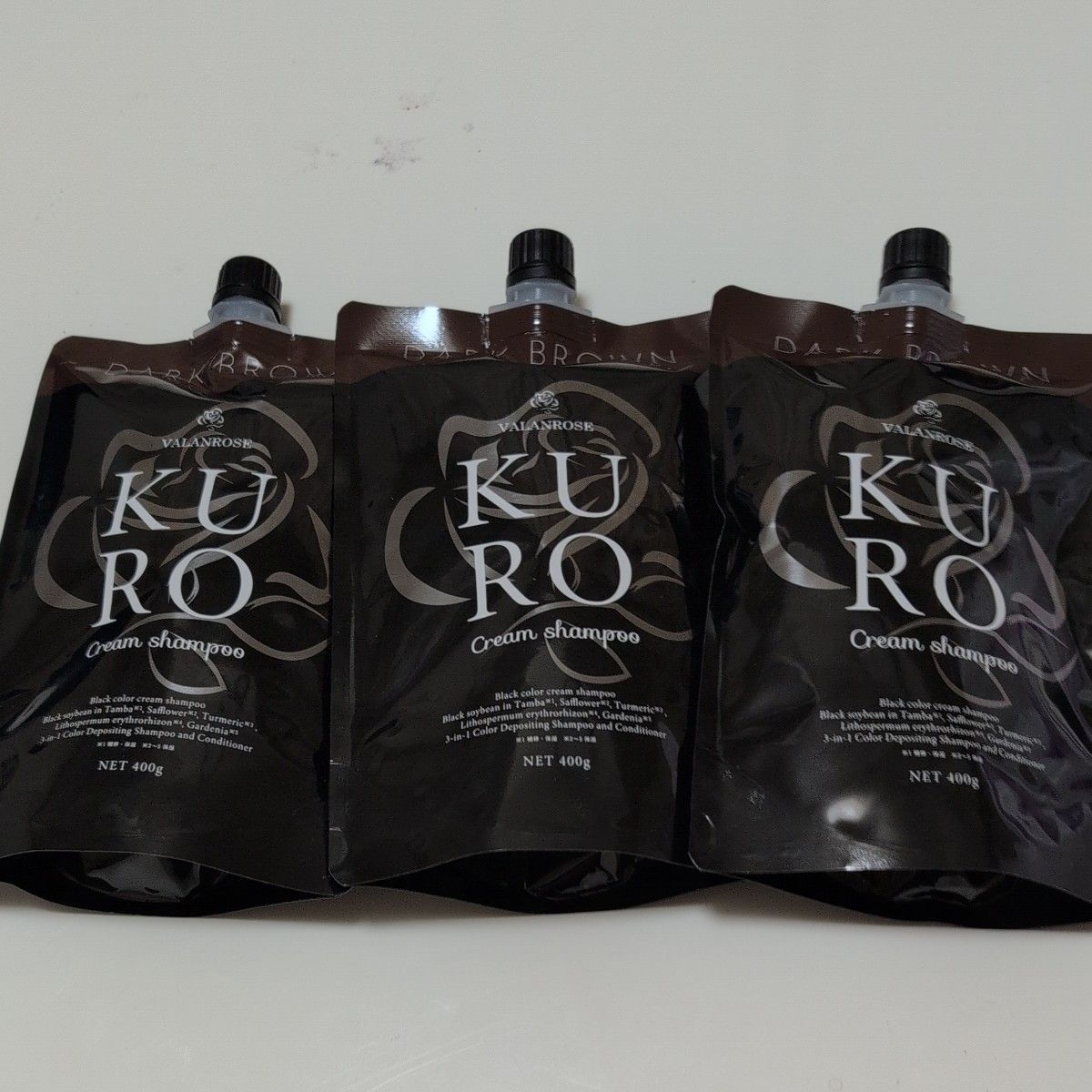 VALANROSE KURO クリームシャンプー ダークブラウン 400g 3個セット