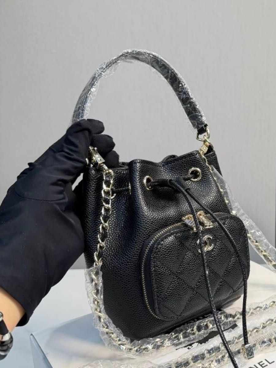 新品 未使用 シャネル 巾着 チェーン ショルダーバッグ ブラック