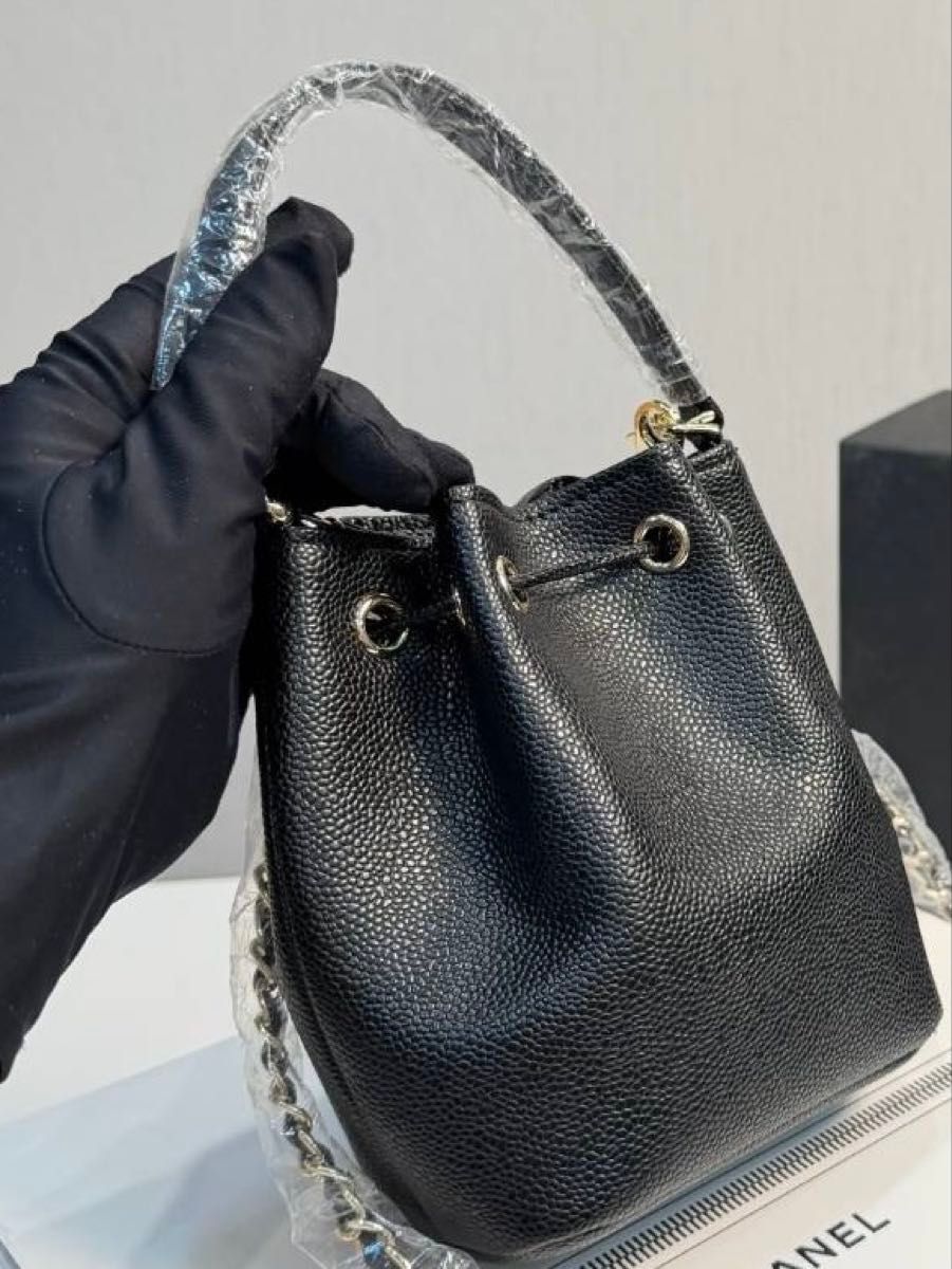 新品 未使用 シャネル 巾着 チェーン ショルダーバッグ ブラック