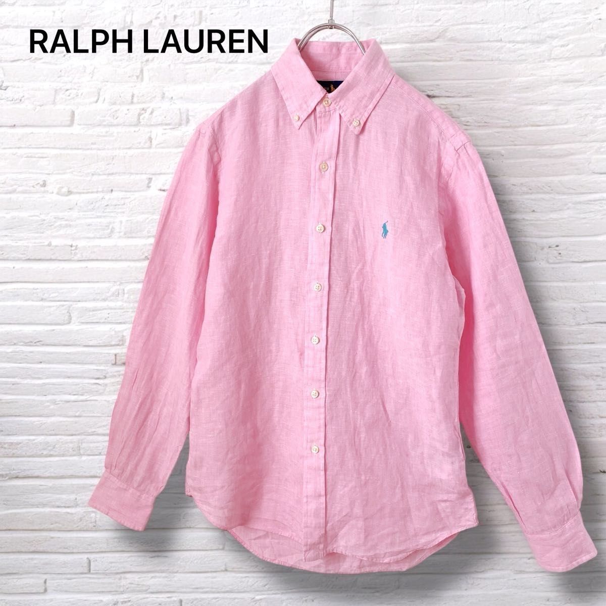 ポロラルフローレン リネン長袖シャツ ピンク USサイズXS 日本サイズS