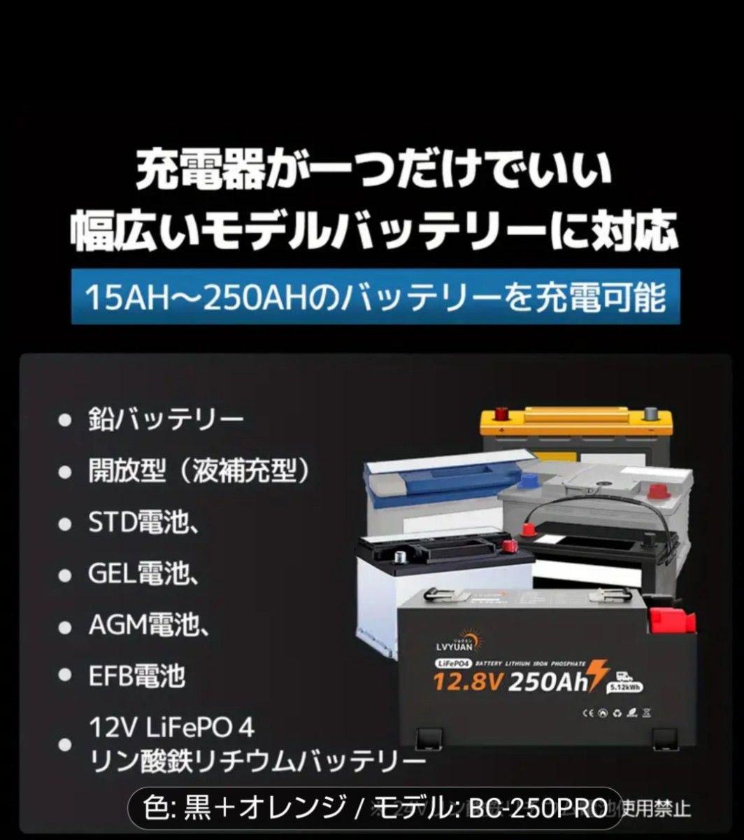 LVYUAN 全自動パルスバッテリー充電器 25A 12V/24V BC-250PRO新品未