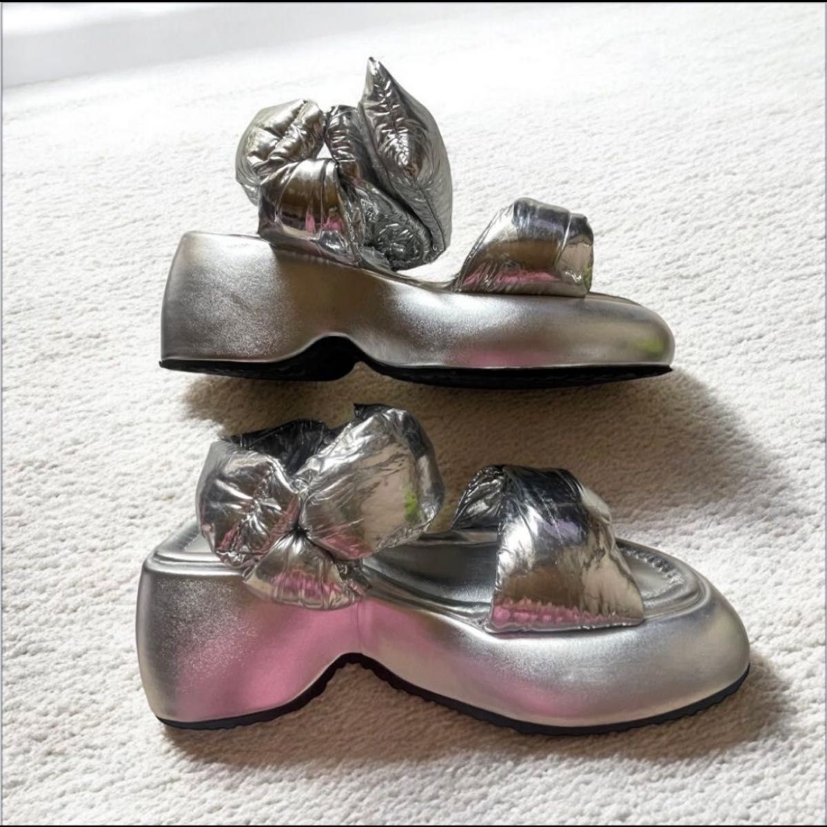 ALM アルム 厚底 スポーツサンダル プラットフォームサンダル シルバー