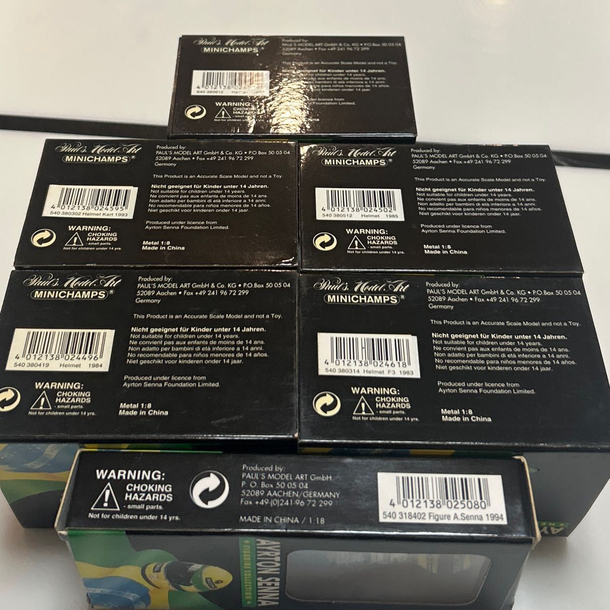 1/8 ミニチャンプス アイルトンセナ ヘルメット 5個セット+ セナ