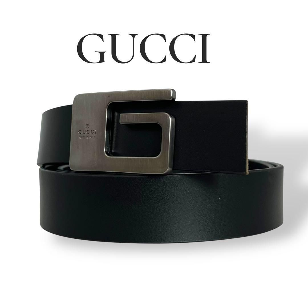 グッチ ベルト Gロゴ ビジネス ブラック シルバー金具 レザー